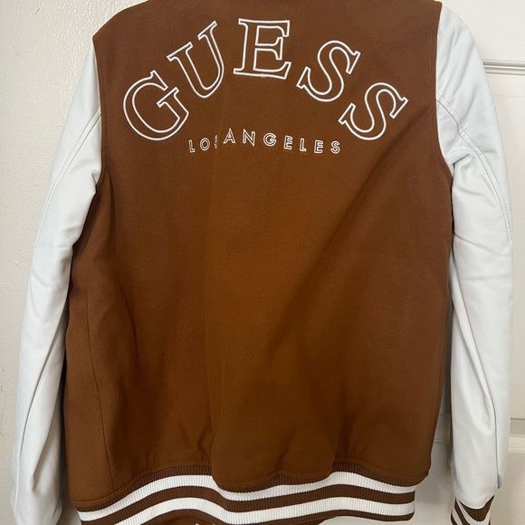 GUESS Brown and White Varsity Jacket - Picture 2 of 3